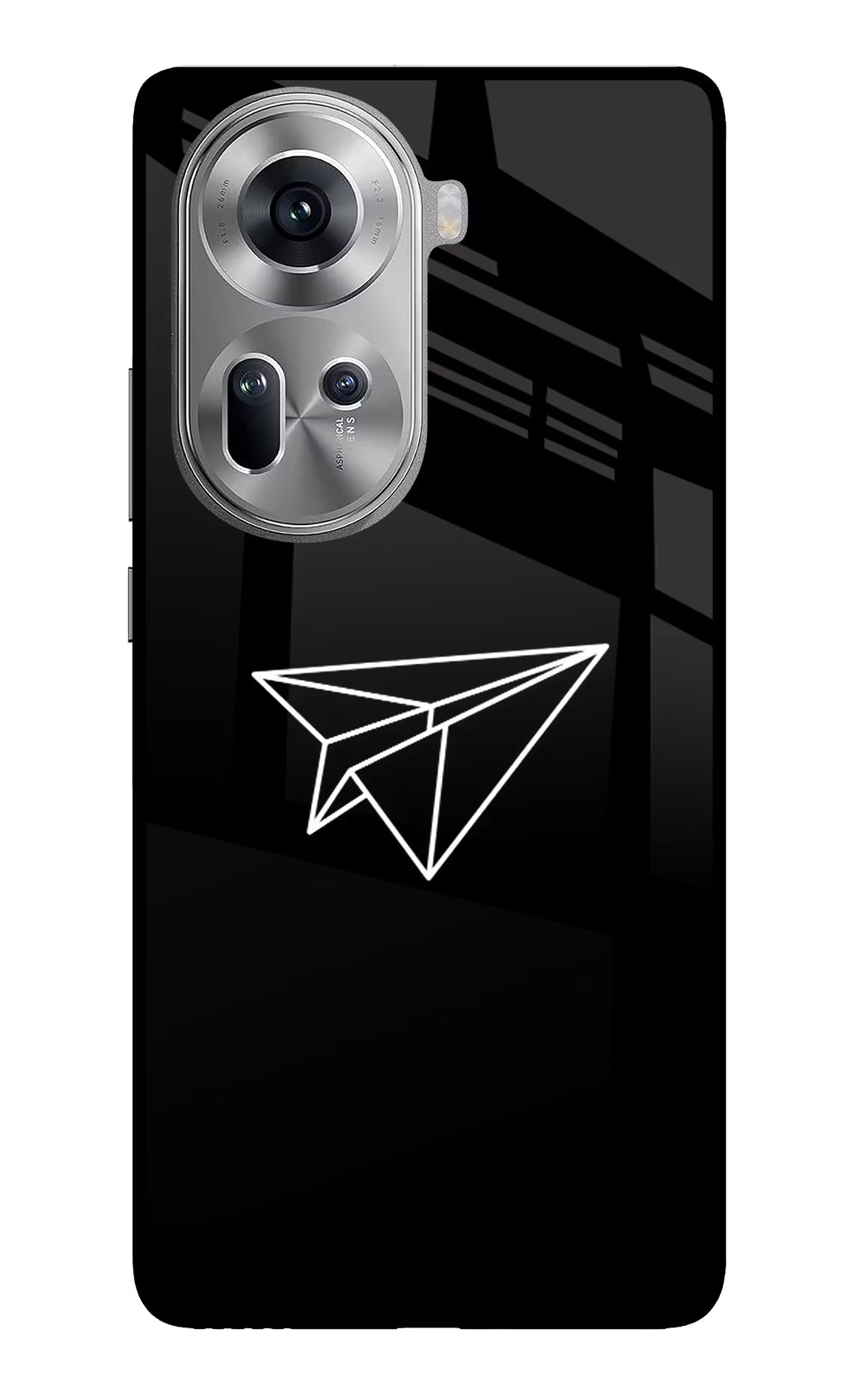 Paper Plane White Oppo Reno11 Glass Case Back Cover by Casekaro