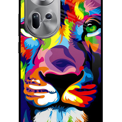 Lion Oppo Reno11 Glass Case Back Cover by Casekaro