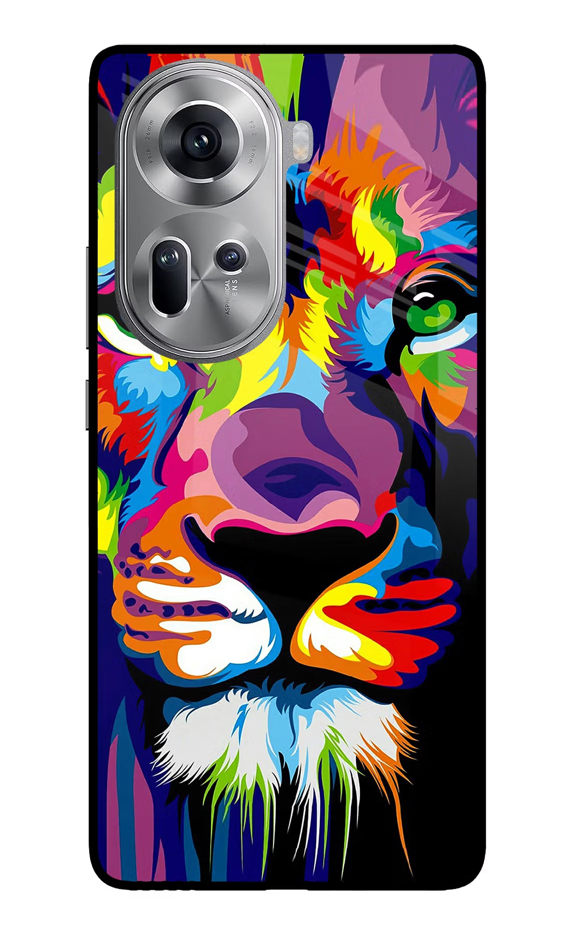 Lion Oppo Reno11 Glass Case Back Cover by Casekaro