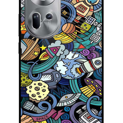 Space Abstract Oppo Reno11 Glass Case Back Cover by Casekaro