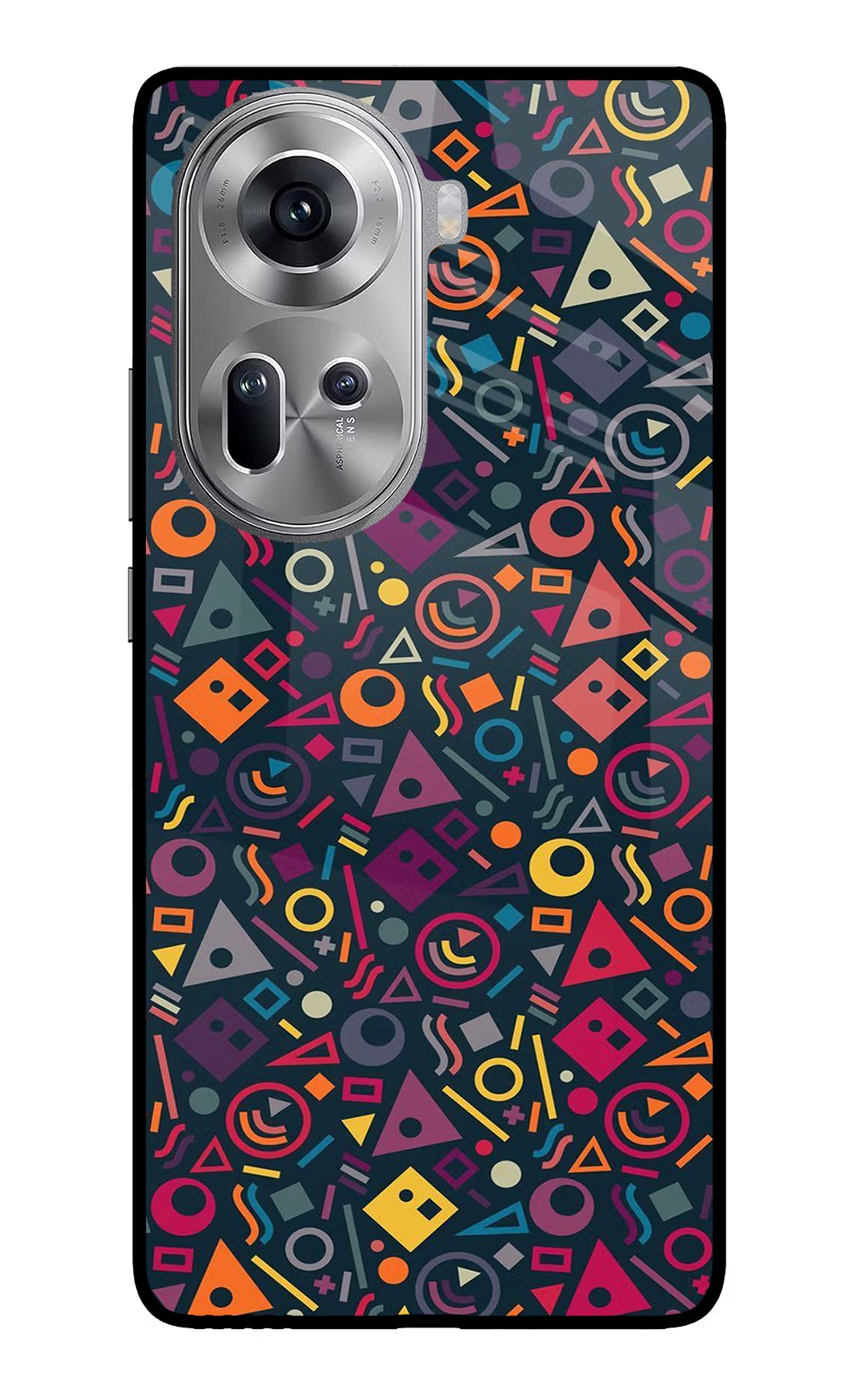 Geometric Abstract Oppo Reno11 Glass Case Back Cover by Casekaro