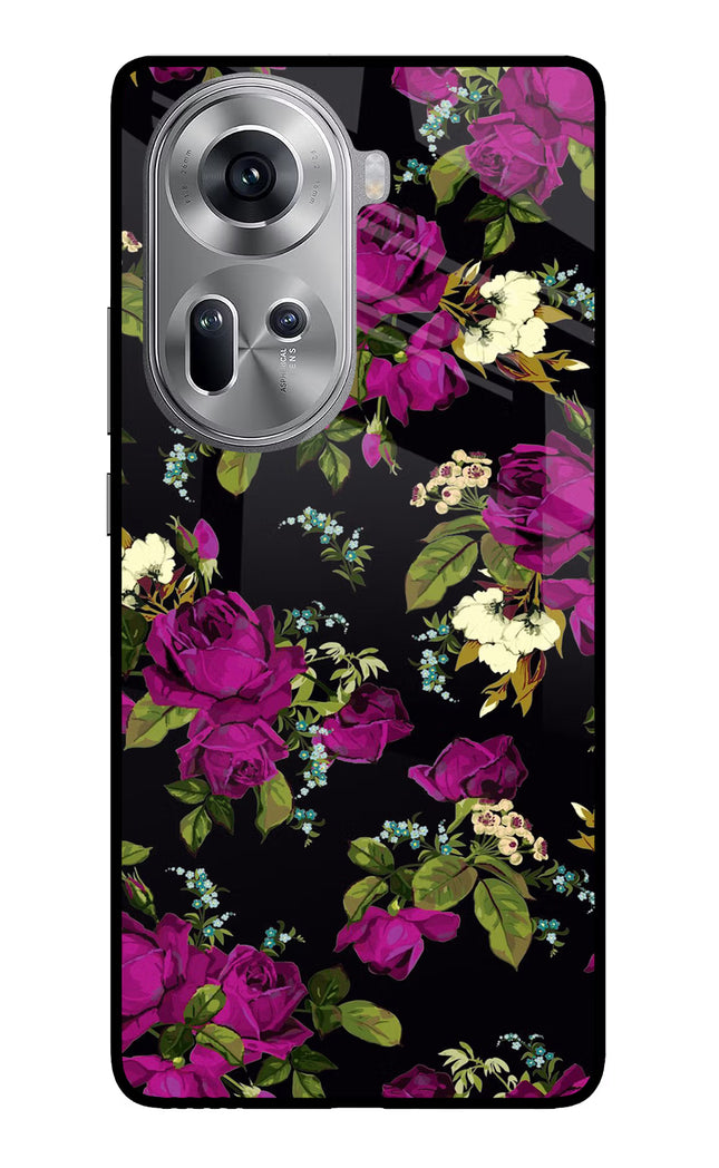 Flowers Oppo Reno11 Glass Case