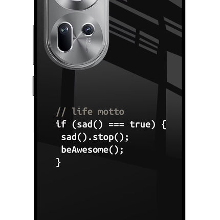 Life Motto Code Oppo Reno11 Glass Case Back Cover by Casekaro