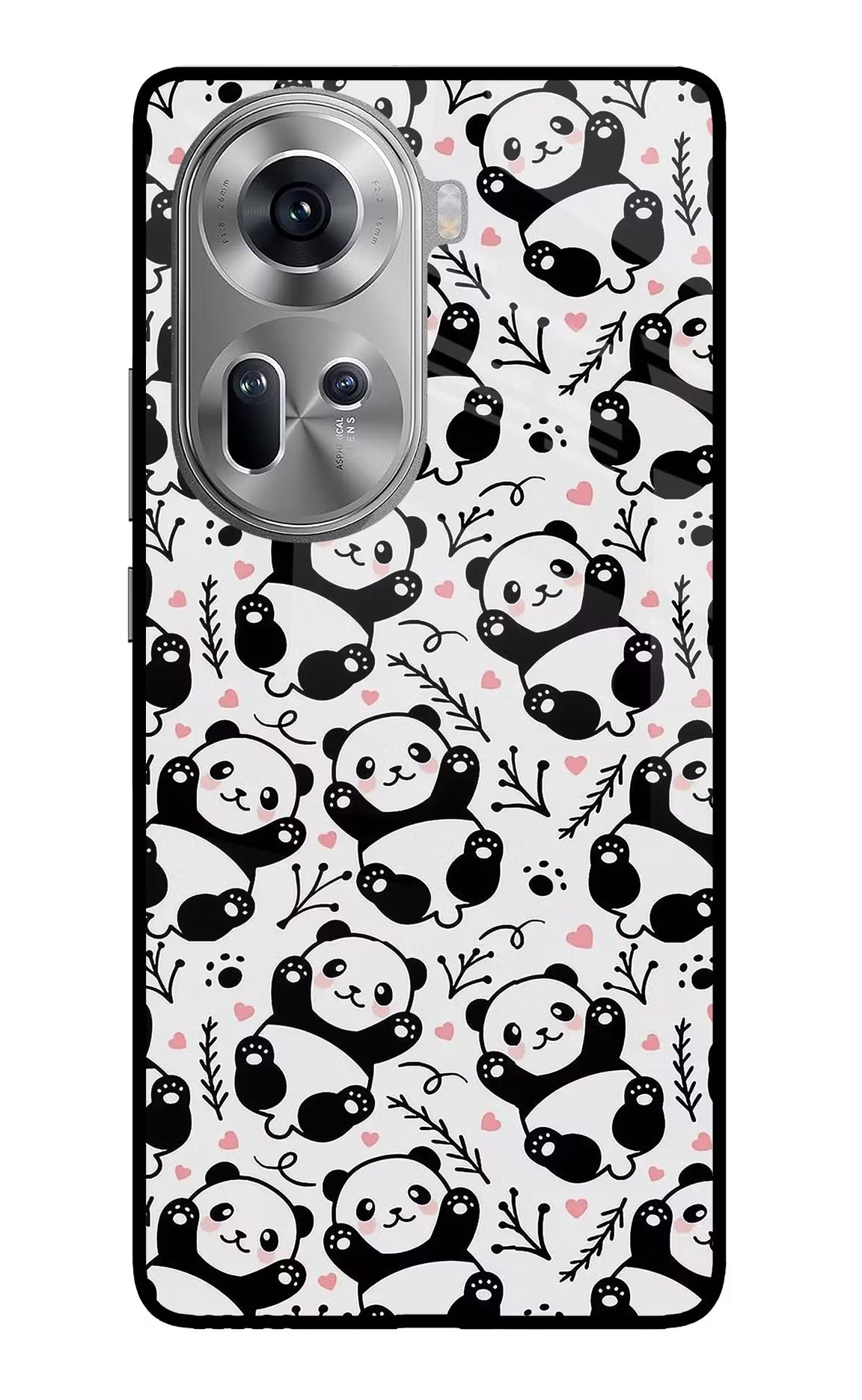 Cute Panda Oppo Reno11 Glass Case Back Cover by Casekaro