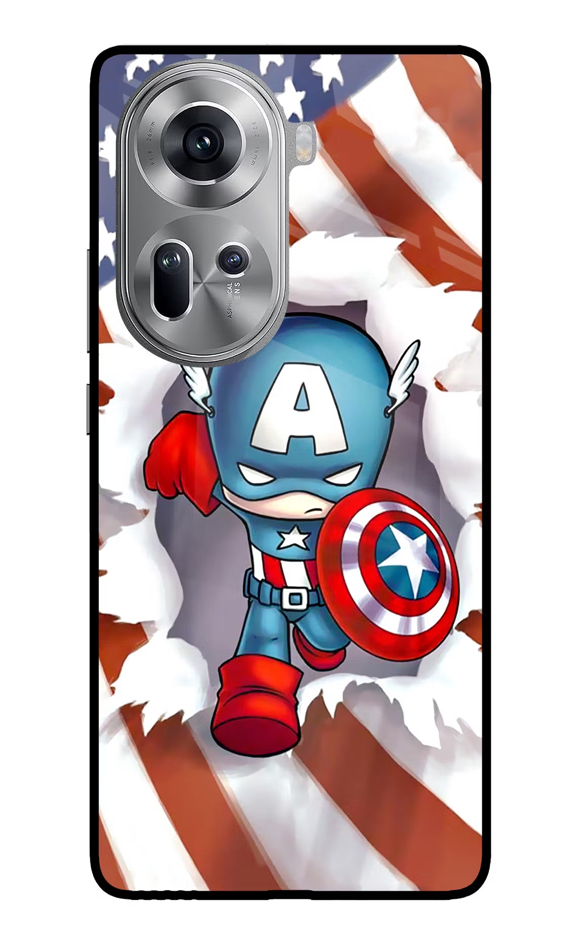 Captain America Oppo Reno11 Glass Case Back Cover by Casekaro