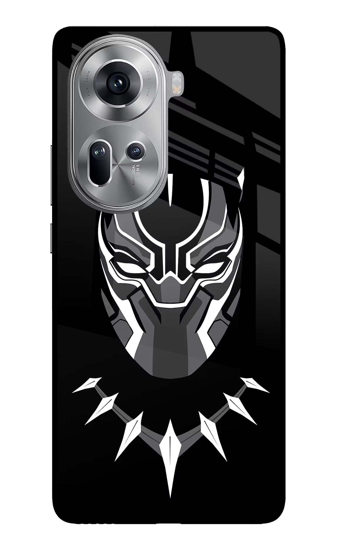Black Panther Oppo Reno11 Glass Case Back Cover by Casekaro
