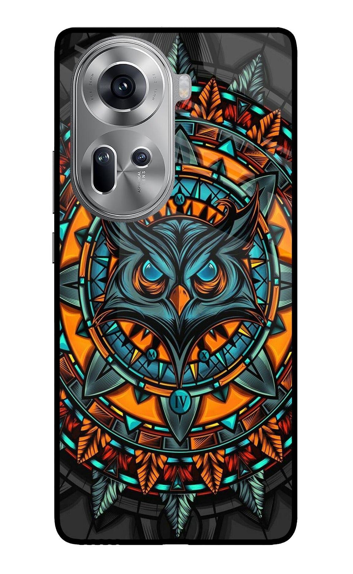 Angry Owl Art Oppo Reno11 Glass Case