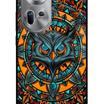 Angry Owl Art Oppo Reno11 Glass Case Back Cover by Casekaro