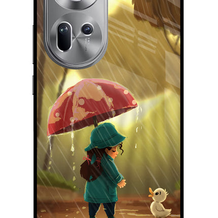 Rainy Day Oppo Reno11 Glass Case Back Cover by Casekaro
