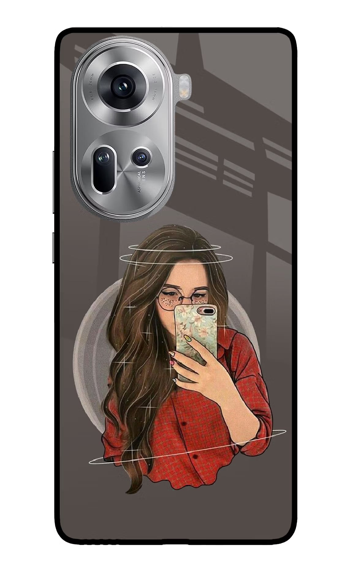 Selfie Queen Oppo Reno11 Glass Case Back Cover by Casekaro