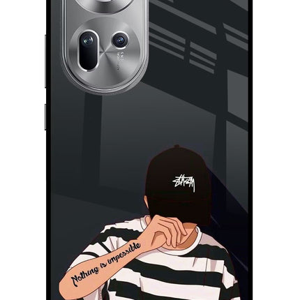 Aesthetic Boy Oppo Reno11 Glass Case Back Cover by Casekaro