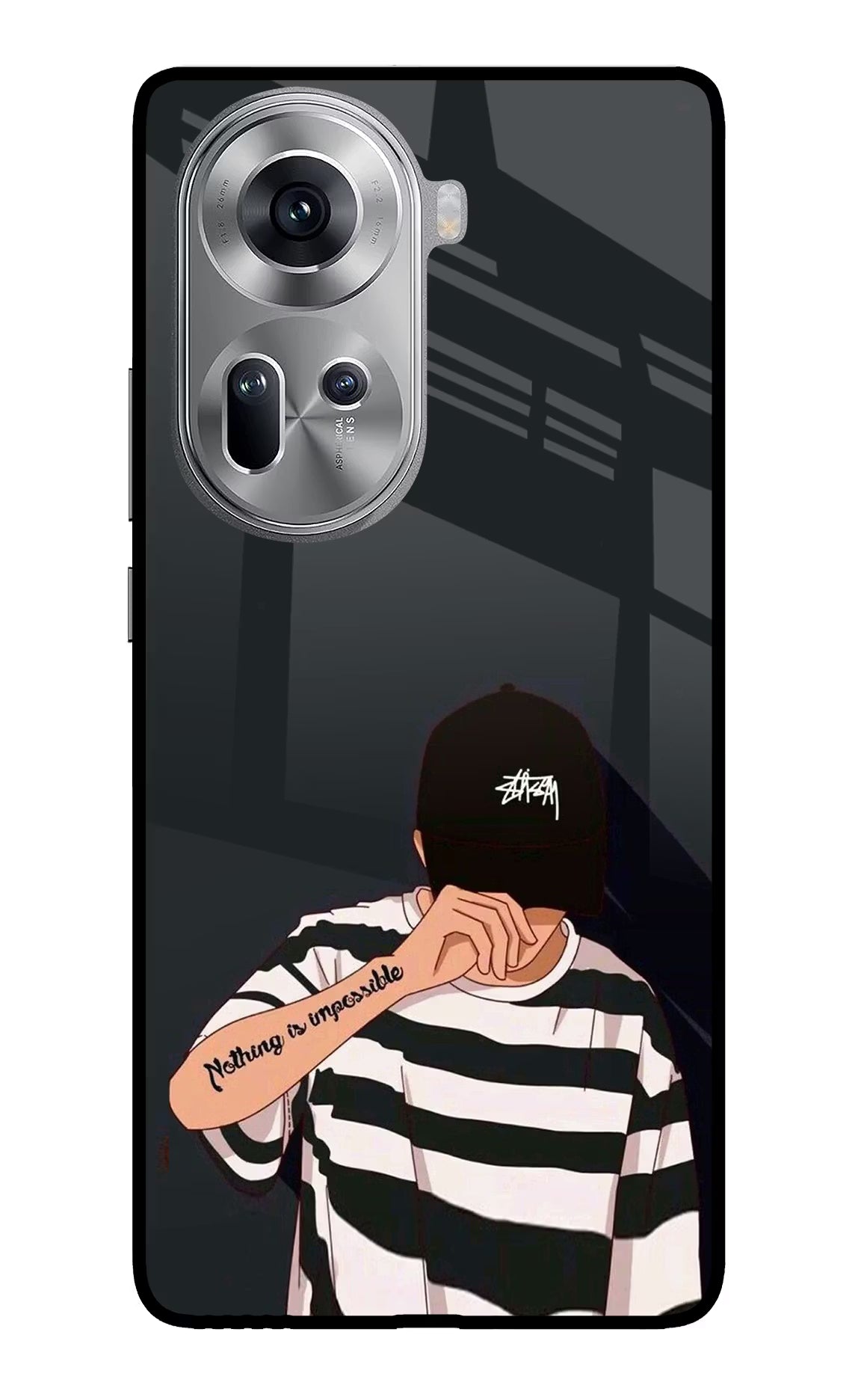 Aesthetic Boy Oppo Reno11 Glass Case Back Cover by Casekaro