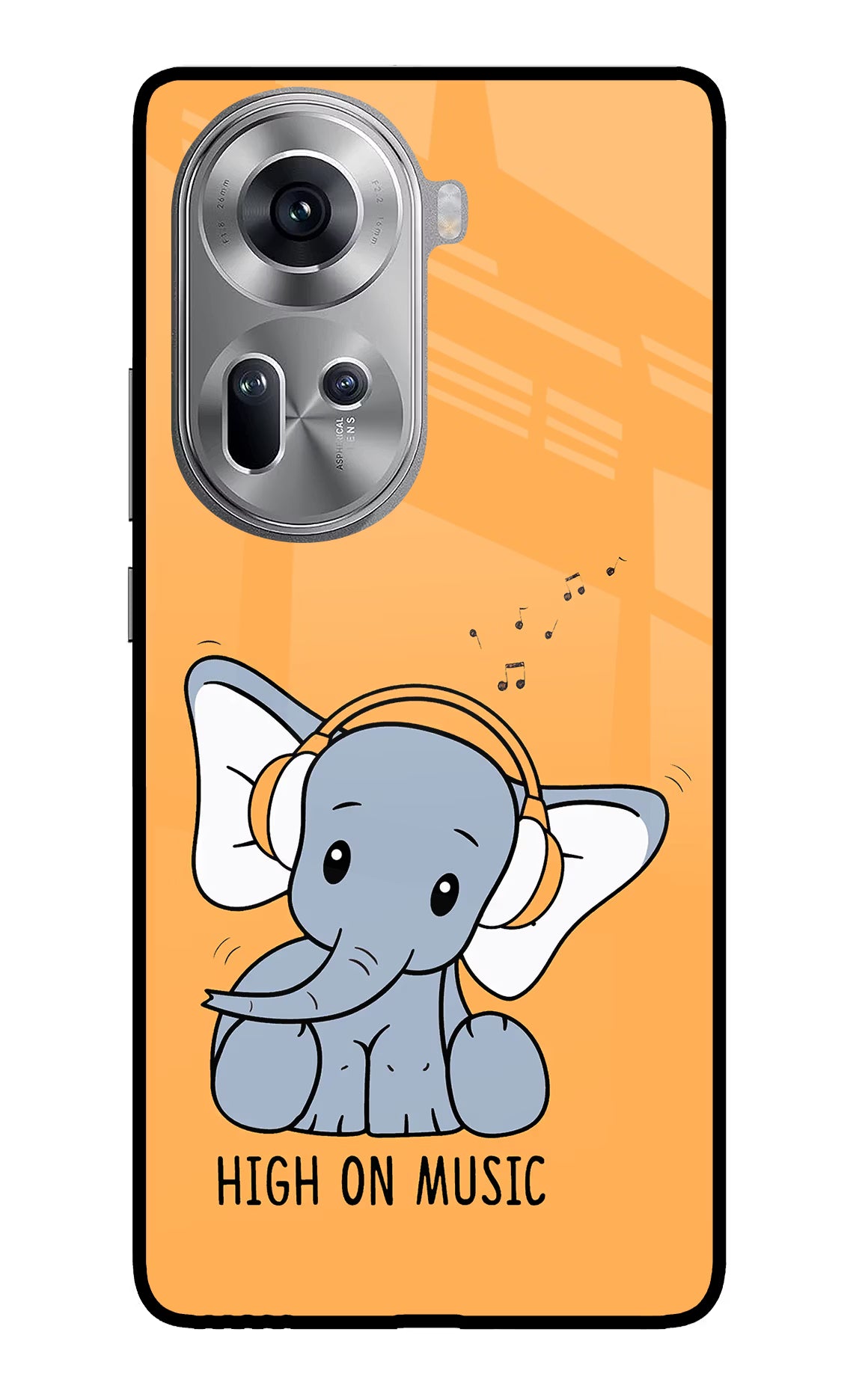 High On Music Oppo Reno11 Glass Case Back Cover by Casekaro