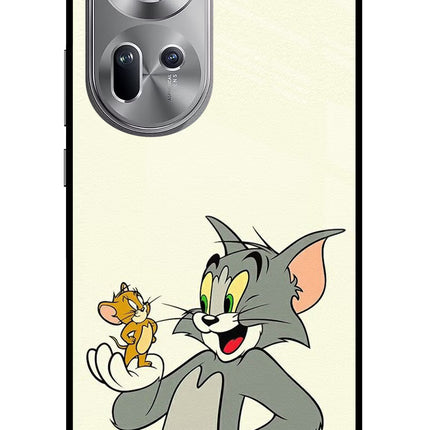 Tom & Jerry Oppo Reno11 Glass Case Back Cover by Casekaro