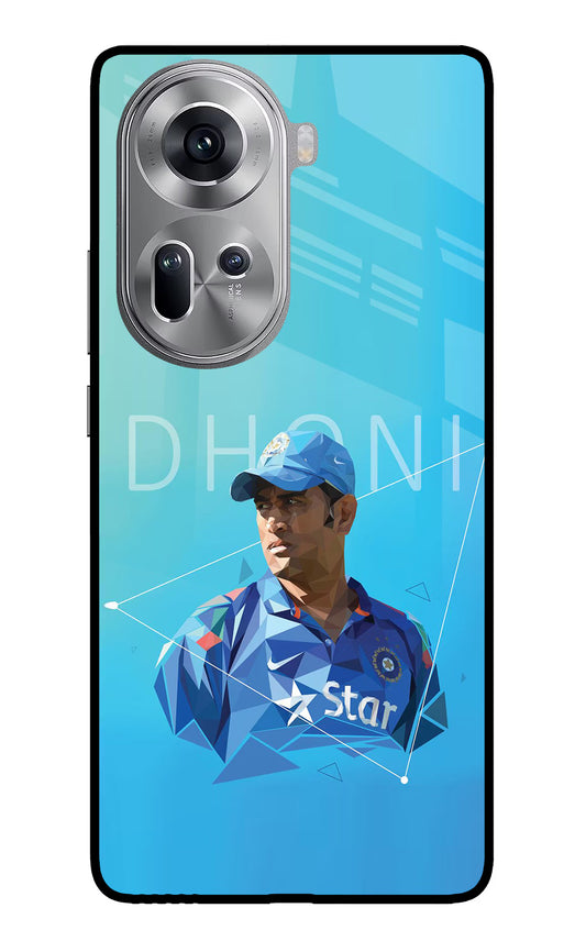 Dhoni Artwork Oppo Reno11 Glass Case