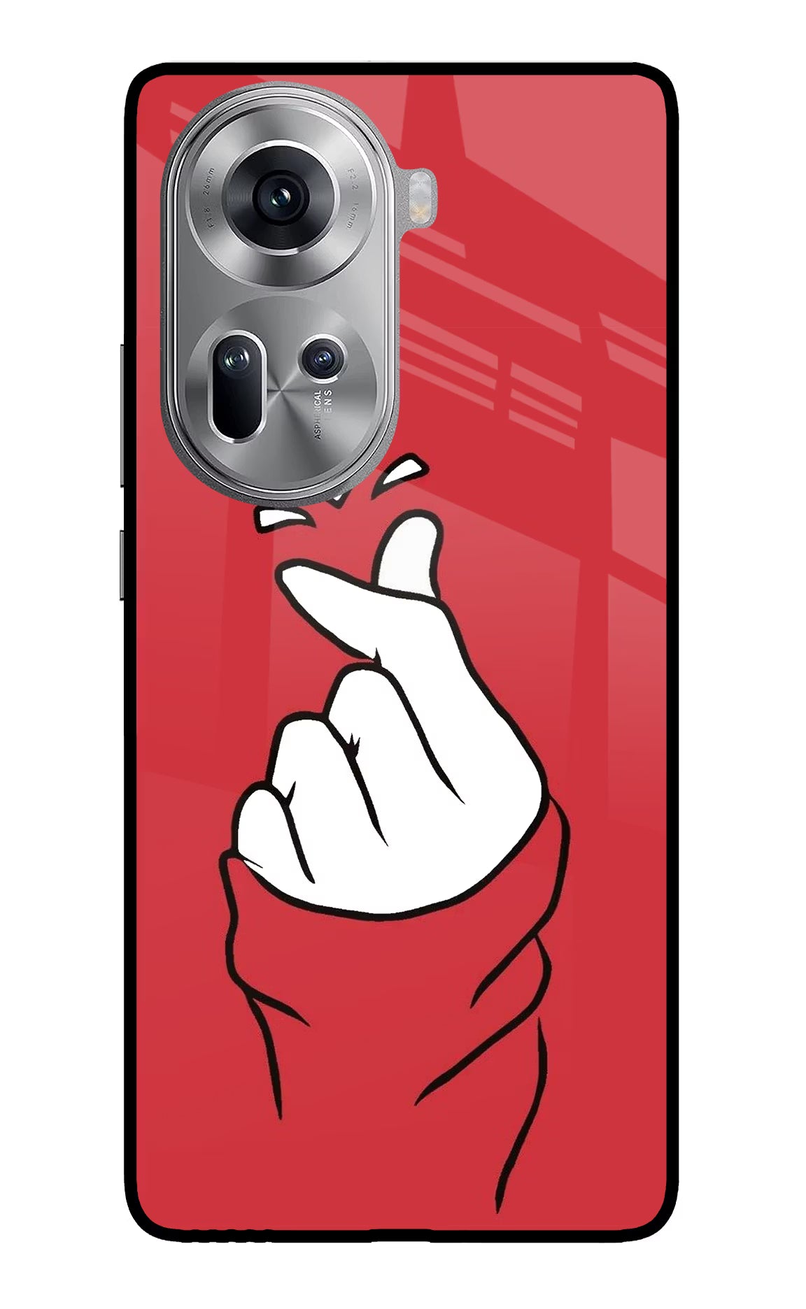 Korean Love Sign Oppo Reno11 Glass Case Back Cover by Casekaro
