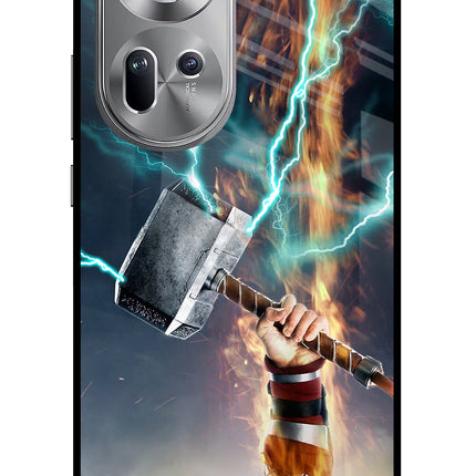 Thor Hammer Mjolnir Oppo Reno11 Glass Case Back Cover by Casekaro