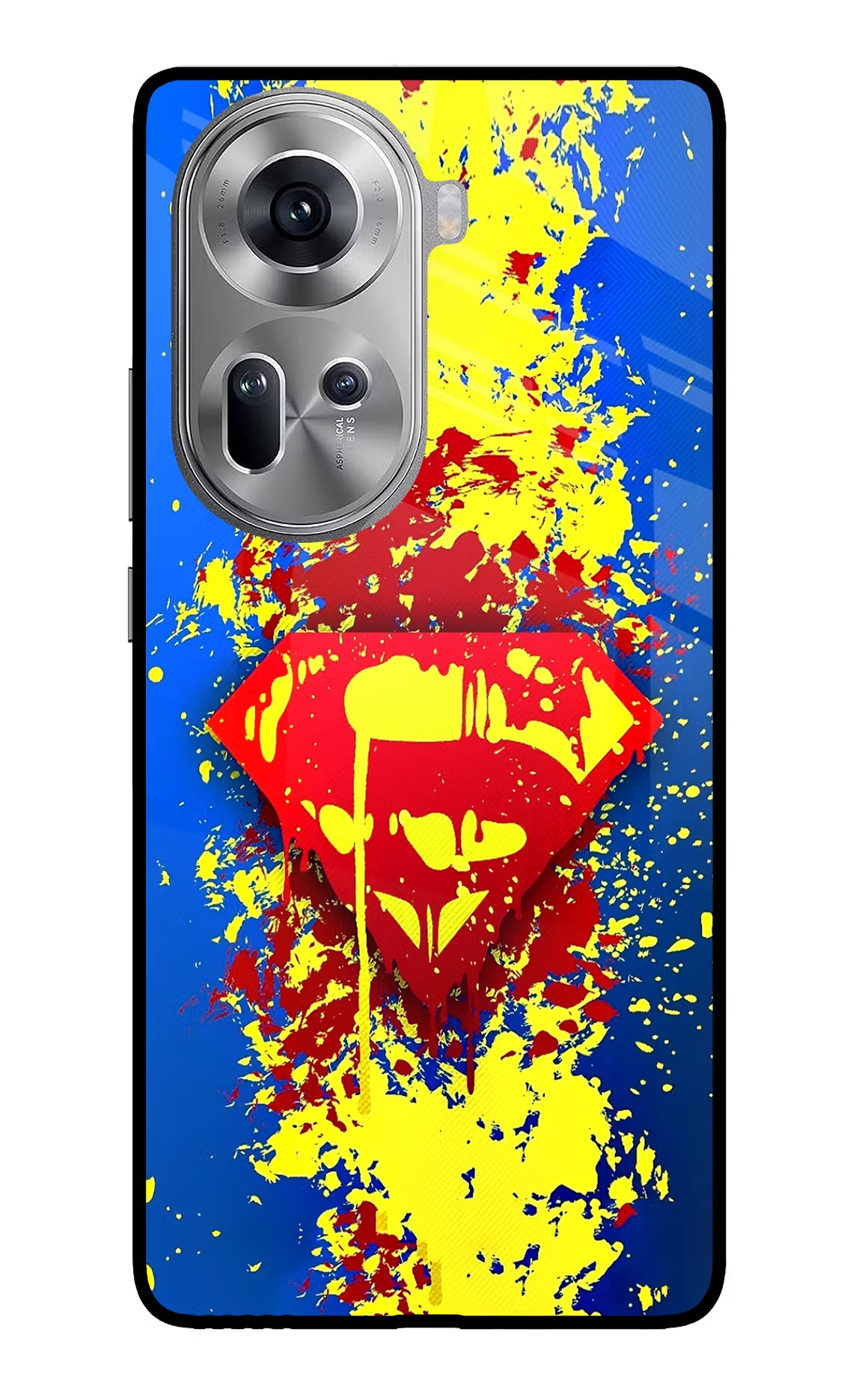 Superman logo Oppo Reno11 Glass Case Back Cover by Casekaro