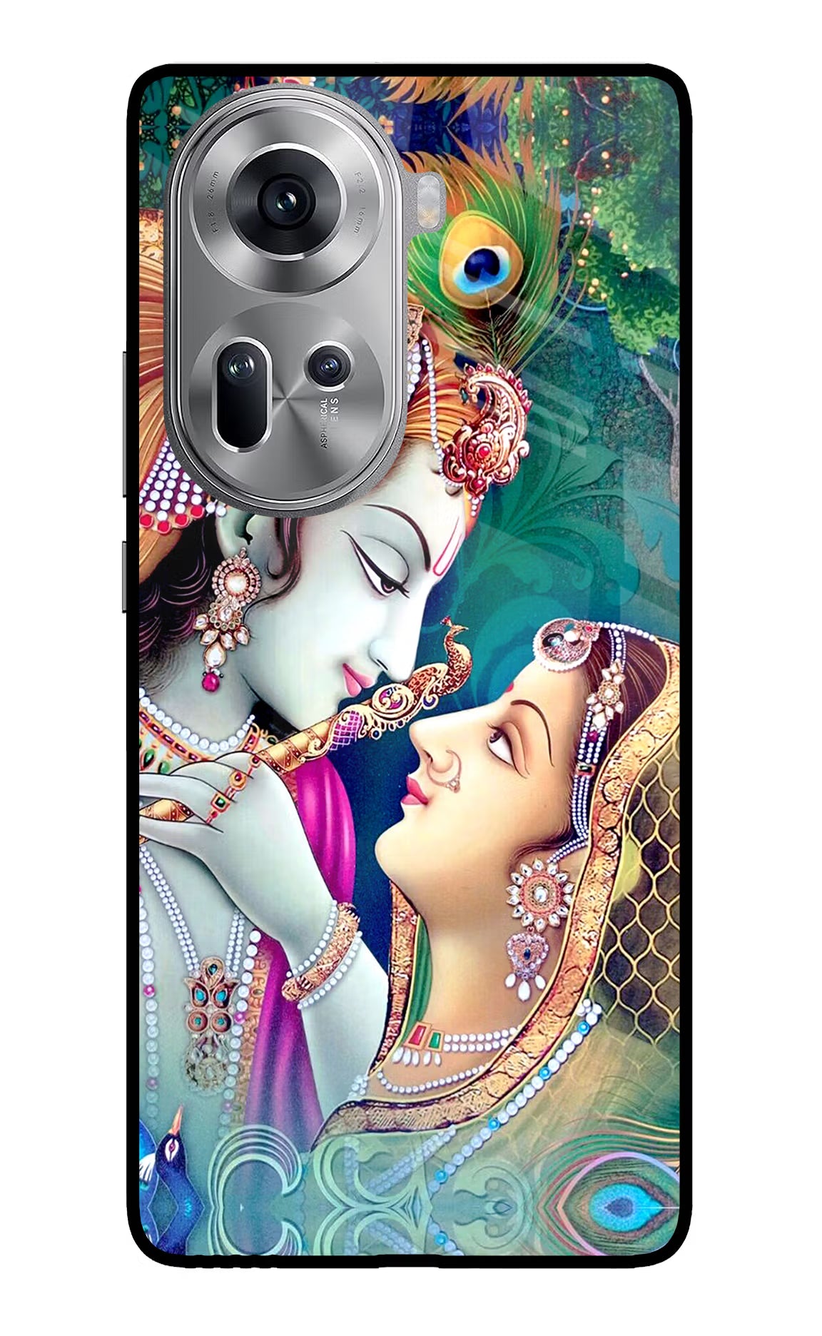 Lord Radha Krishna Oppo Reno11 Glass Case Back Cover by Casekaro