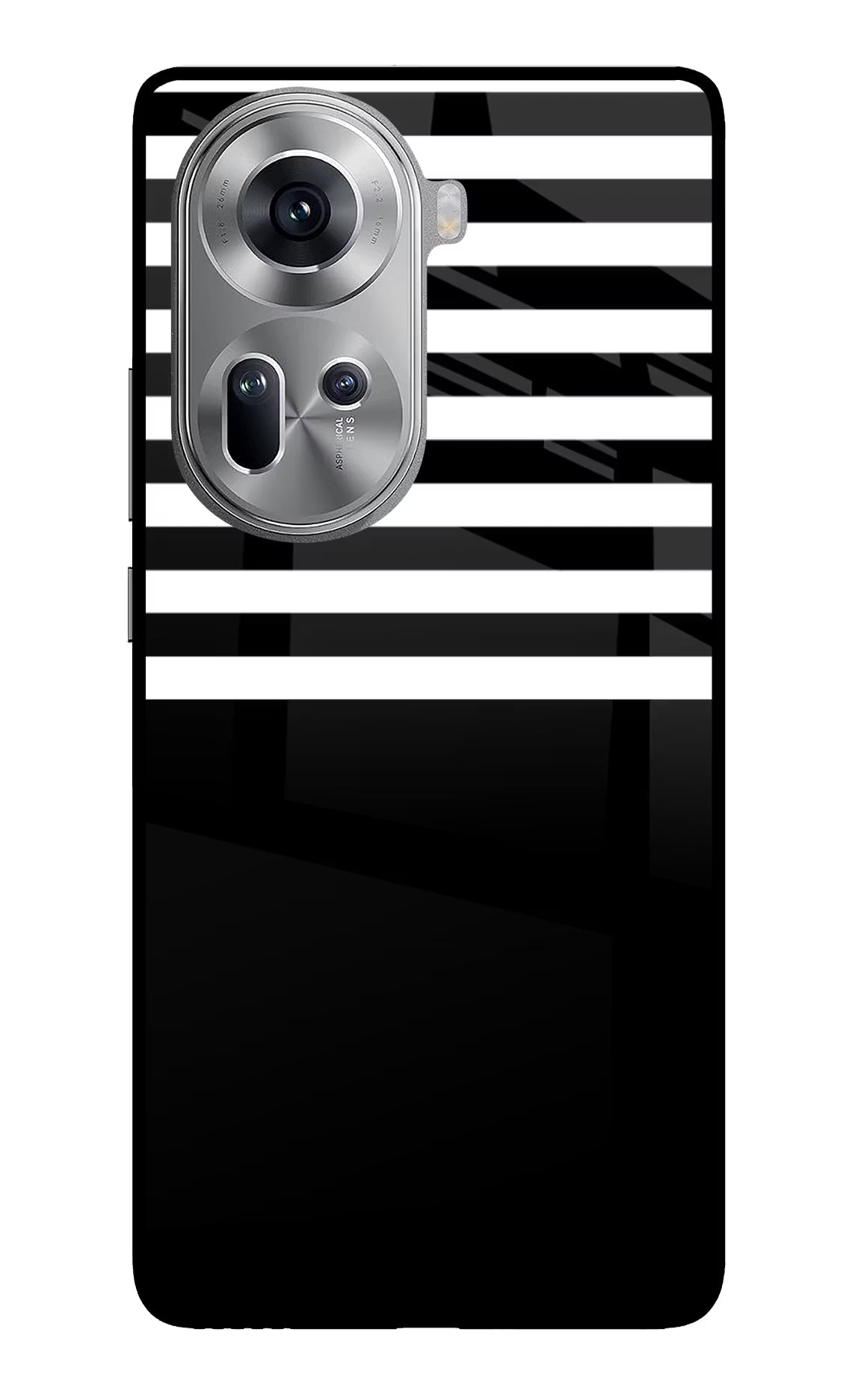 Black and White Print Oppo Reno11 Glass Case Back Cover by Casekaro