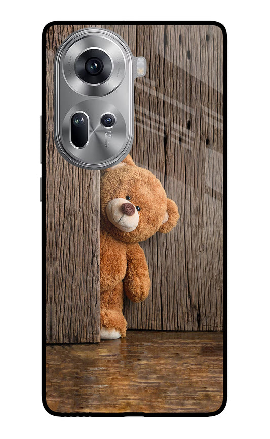 Teddy Wooden Oppo Reno11 Glass Case