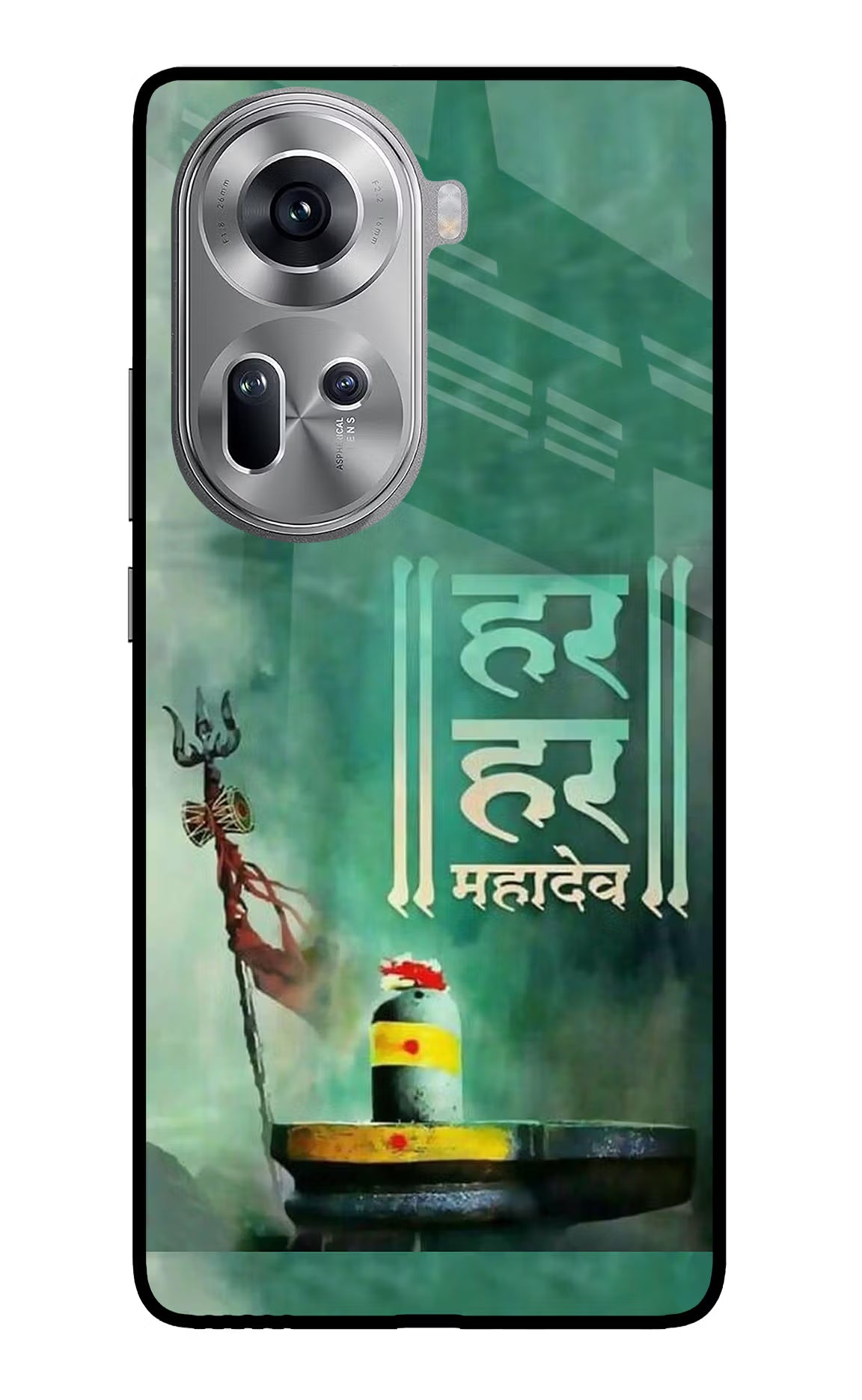 Har Har Mahadev Shivling Oppo Reno11 Glass Case Back Cover by Casekaro