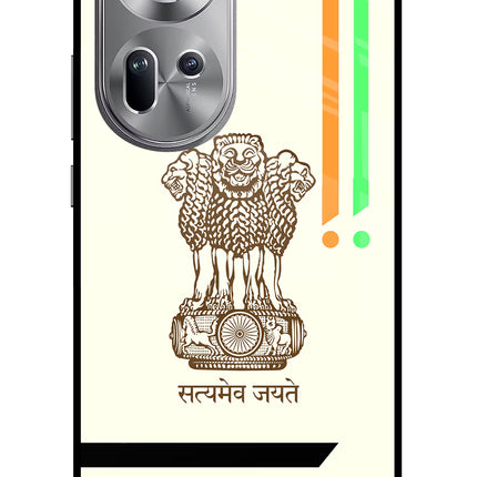 Satyamev Jayate Brown Logo Oppo Reno11 Glass Case