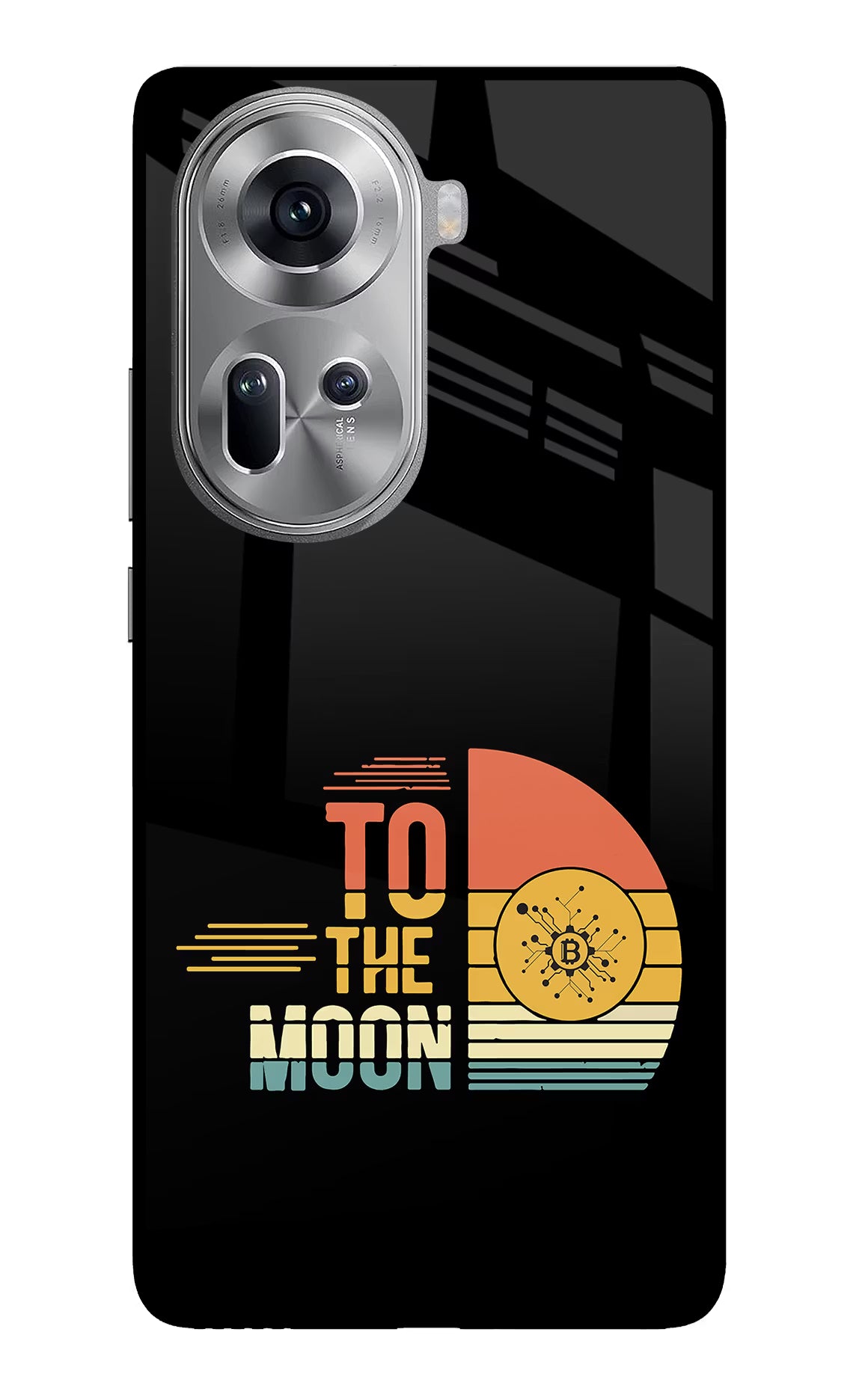 To the Moon Oppo Reno11 Glass Case Back Cover by Casekaro