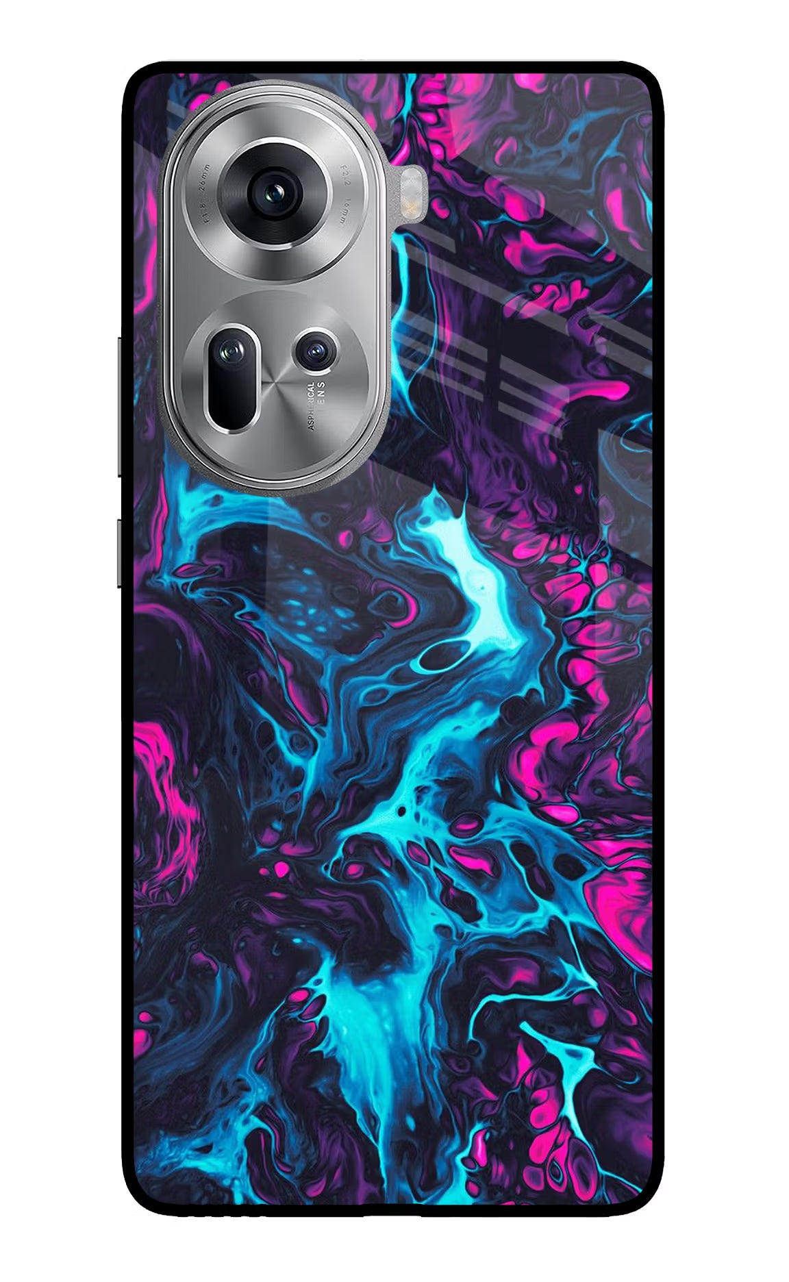 Abstract Oppo Reno11 Glass Case Back Cover by Casekaro