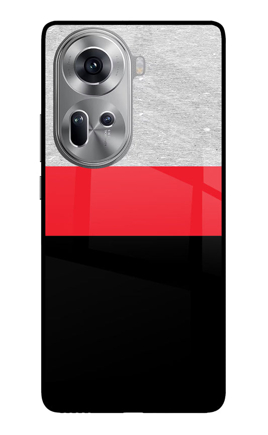 Tri Color Pattern Oppo Reno11 Glass Case