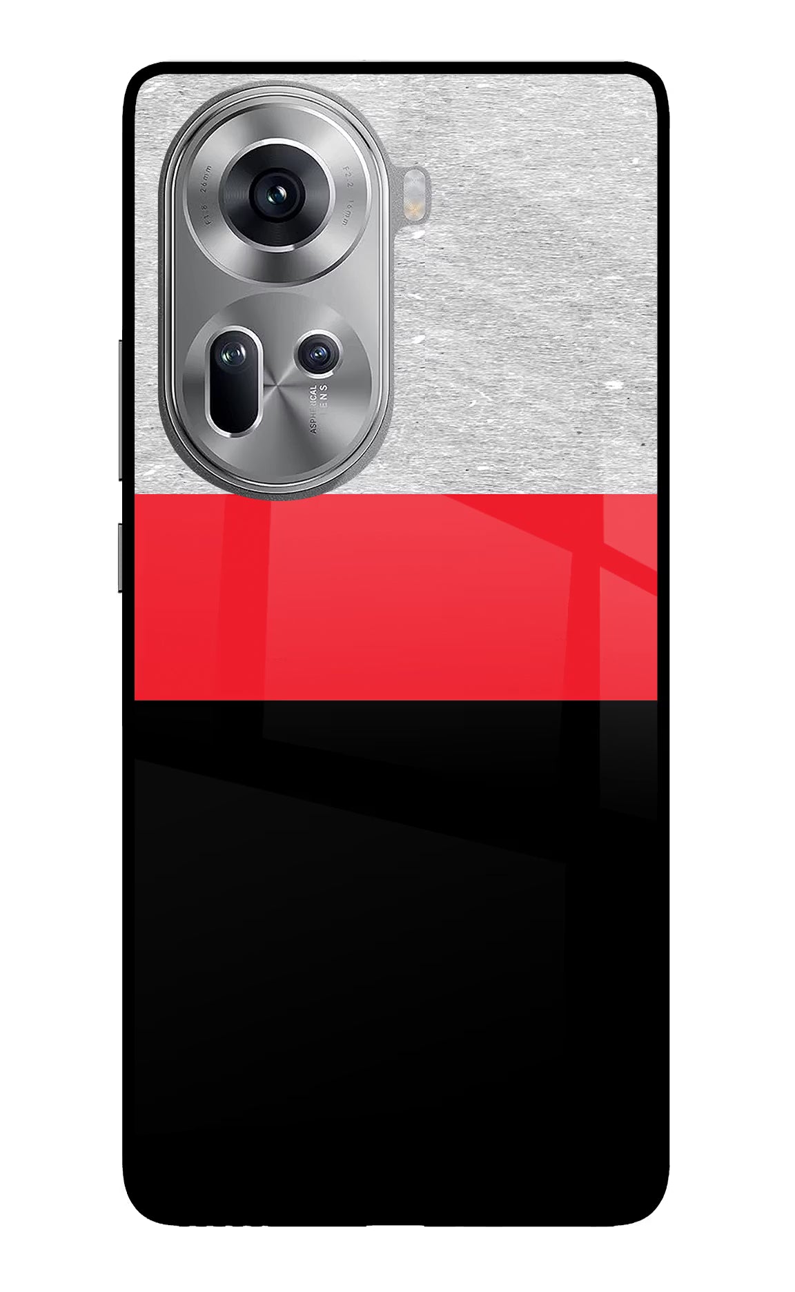 Tri Color Pattern Oppo Reno11 Glass Case Back Cover by Casekaro