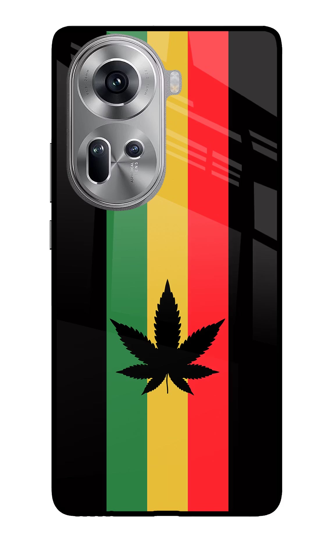 Weed Flag Oppo Reno11 Glass Case Back Cover by Casekaro
