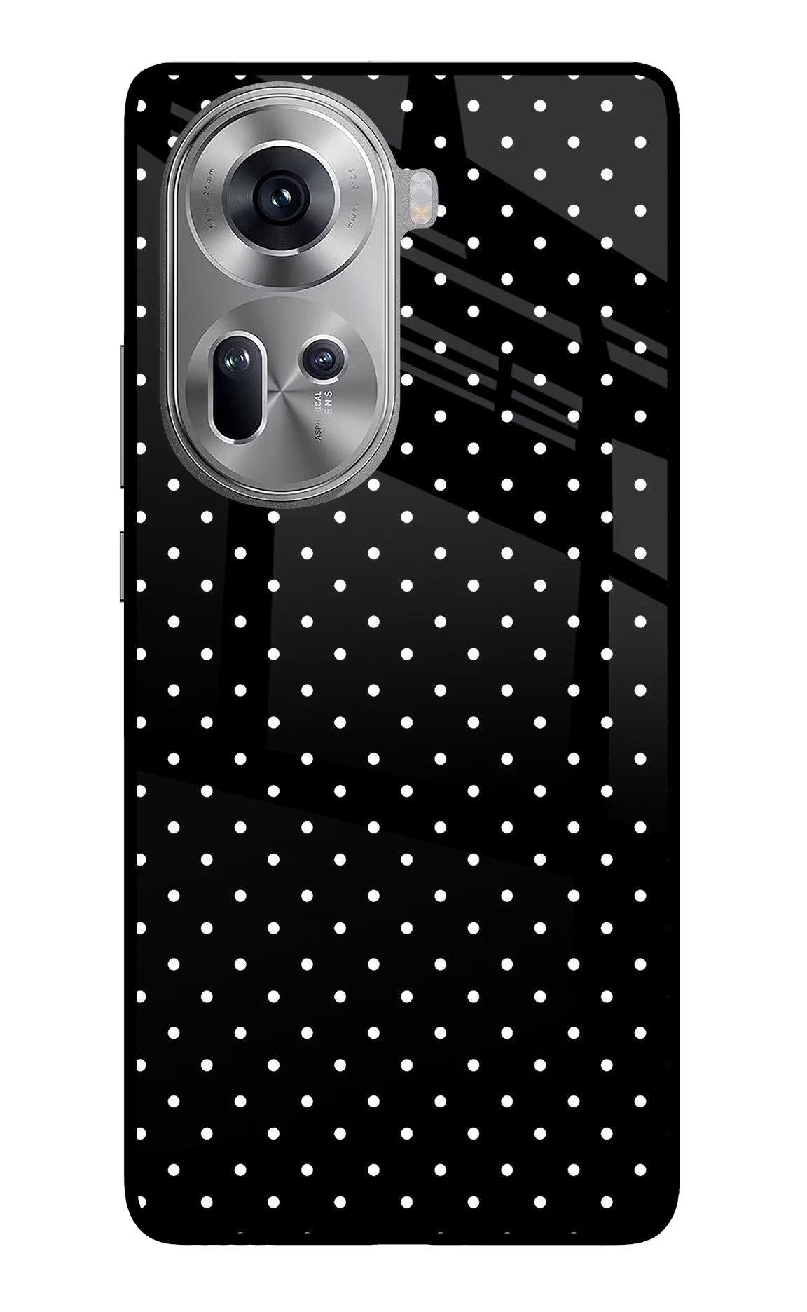 White Dots Oppo Reno11 Glass Case Back Cover by Casekaro
