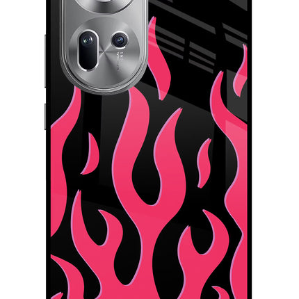 Fire Flames Oppo Reno11 Glass Case Back Cover by Casekaro