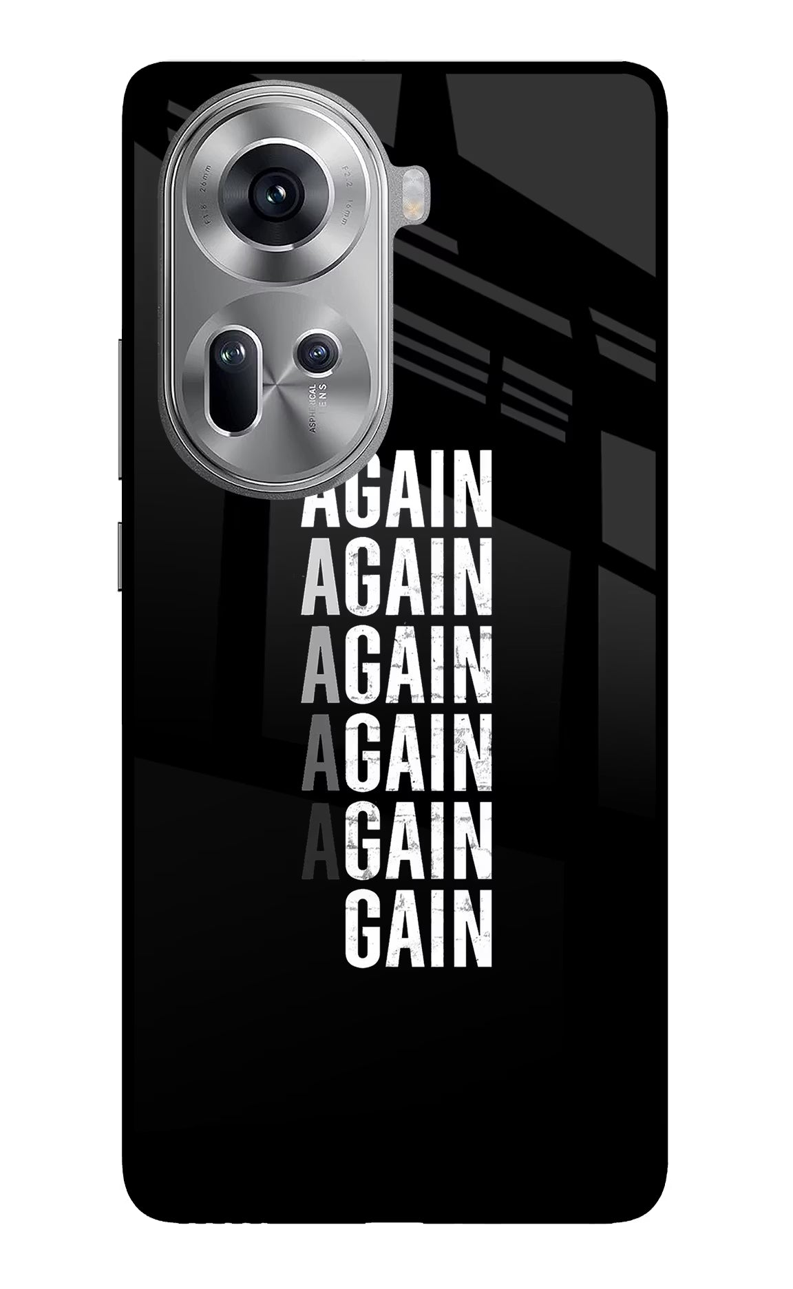 Again Again Gain Oppo Reno11 Glass Case Back Cover by Casekaro