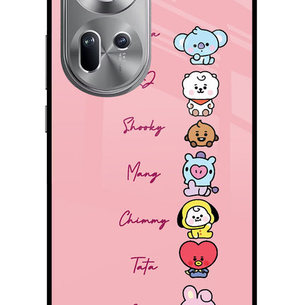 BTS names Oppo Reno11 Glass Case Back Cover by Casekaro