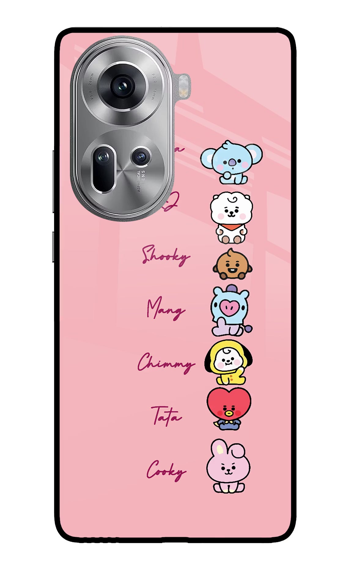 BTS names Oppo Reno11 Glass Case Back Cover by Casekaro