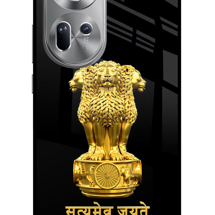 Satyamev Jayate Golden Oppo Reno11 Glass Case
