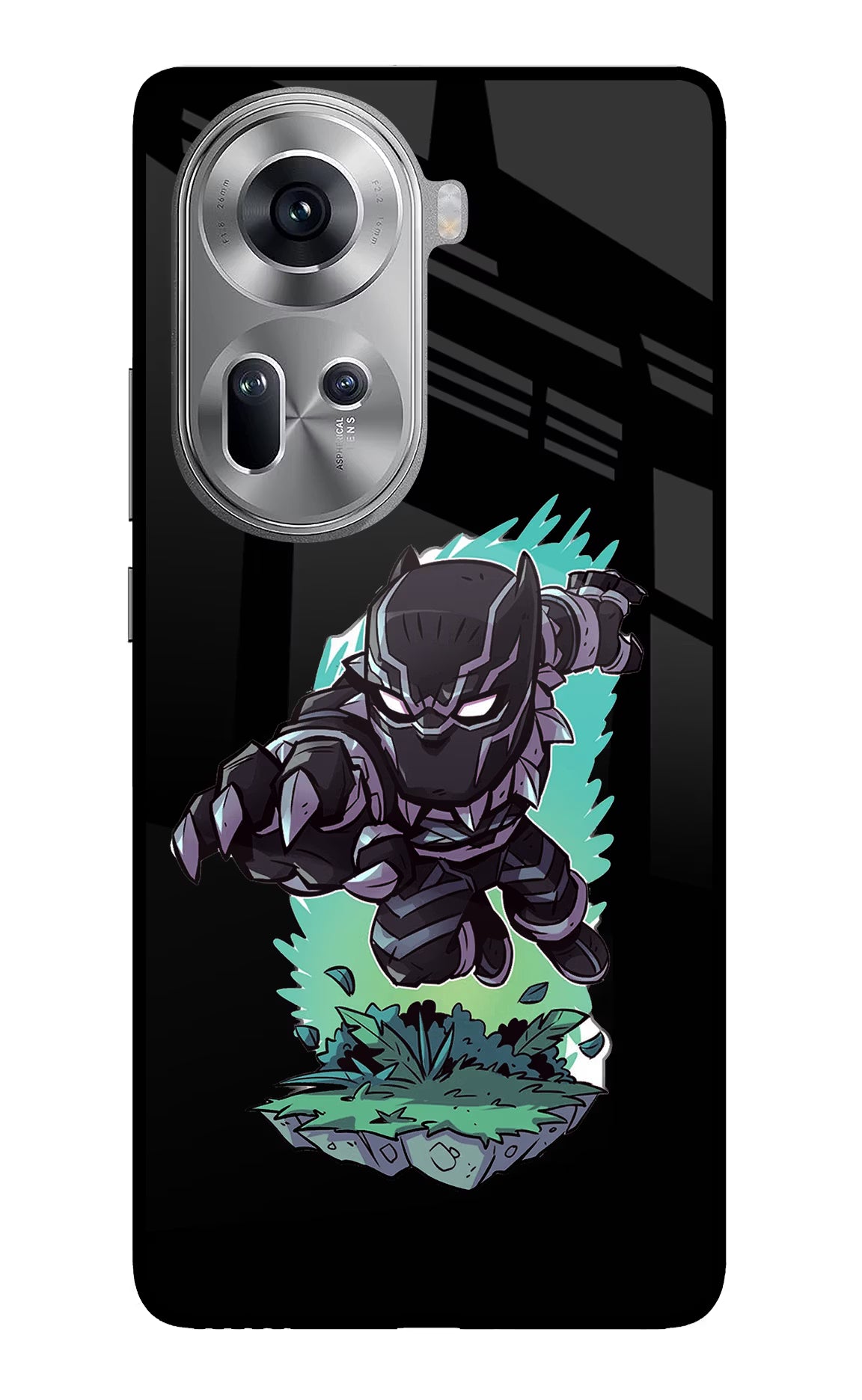 Black Panther Oppo Reno11 Glass Case Back Cover by Casekaro