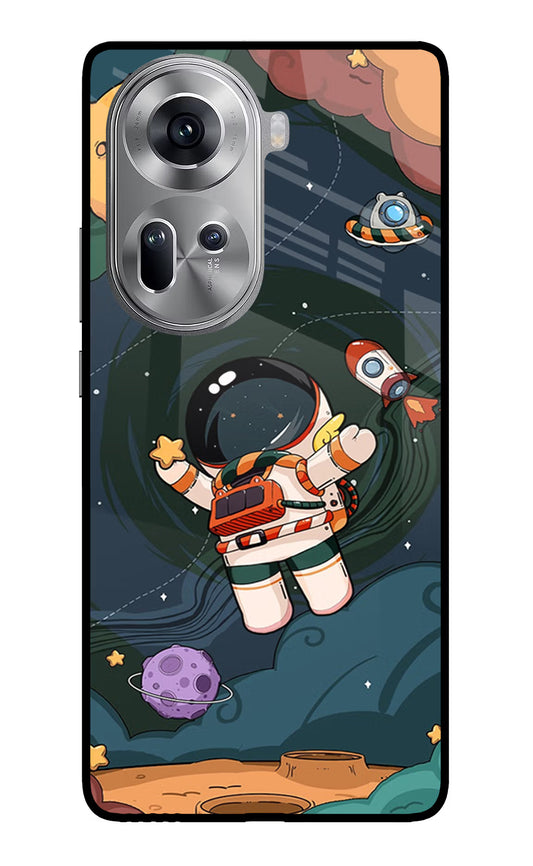 Cartoon Astronaut Oppo Reno11 Glass Case
