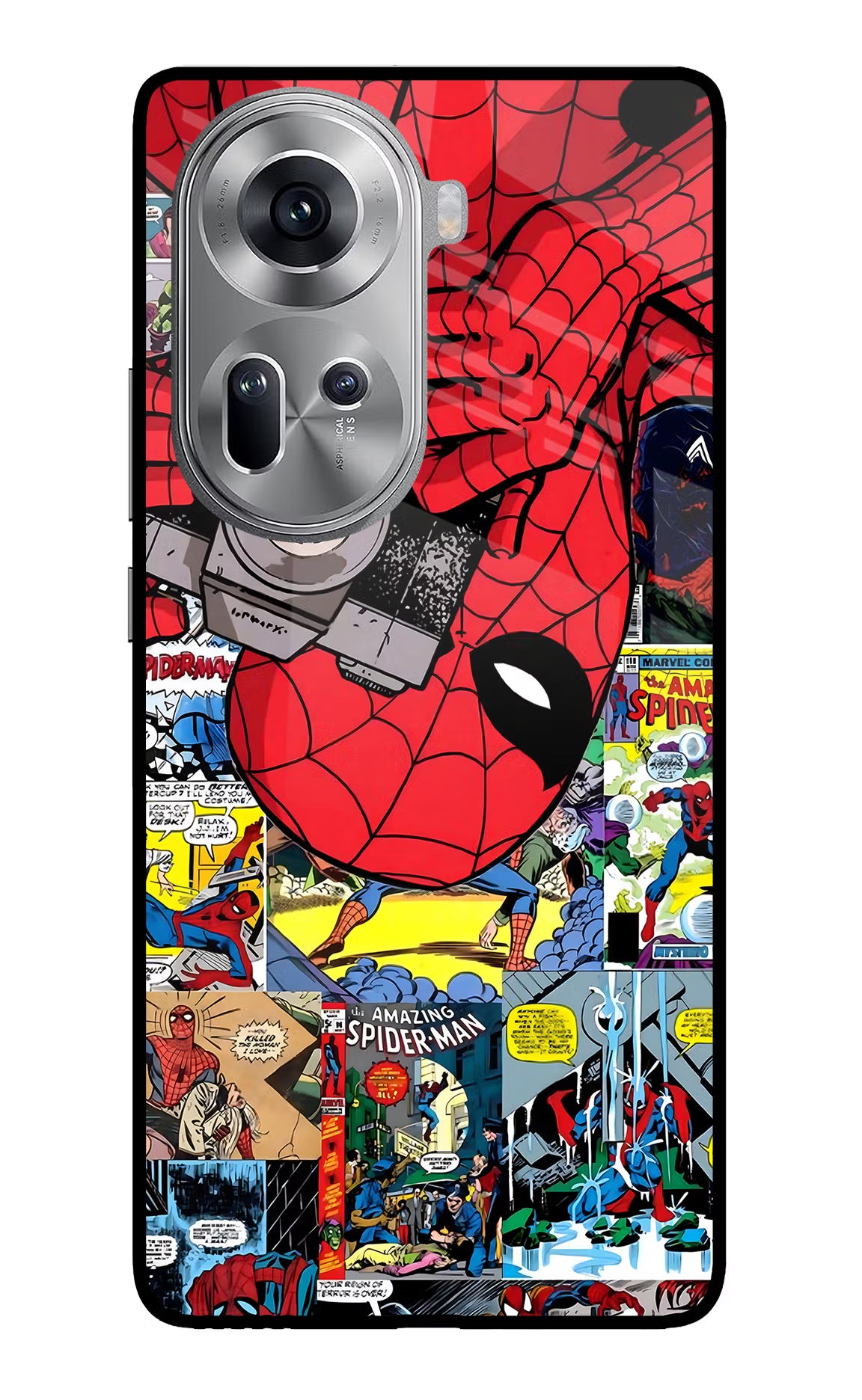 Spider Man Oppo Reno11 Glass Case Back Cover by Casekaro