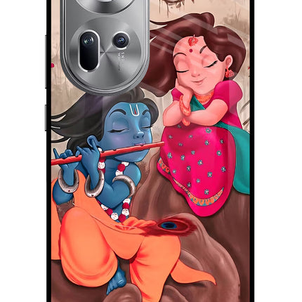 Radhe Krishna Oppo Reno11 Glass Case Back Cover by Casekaro