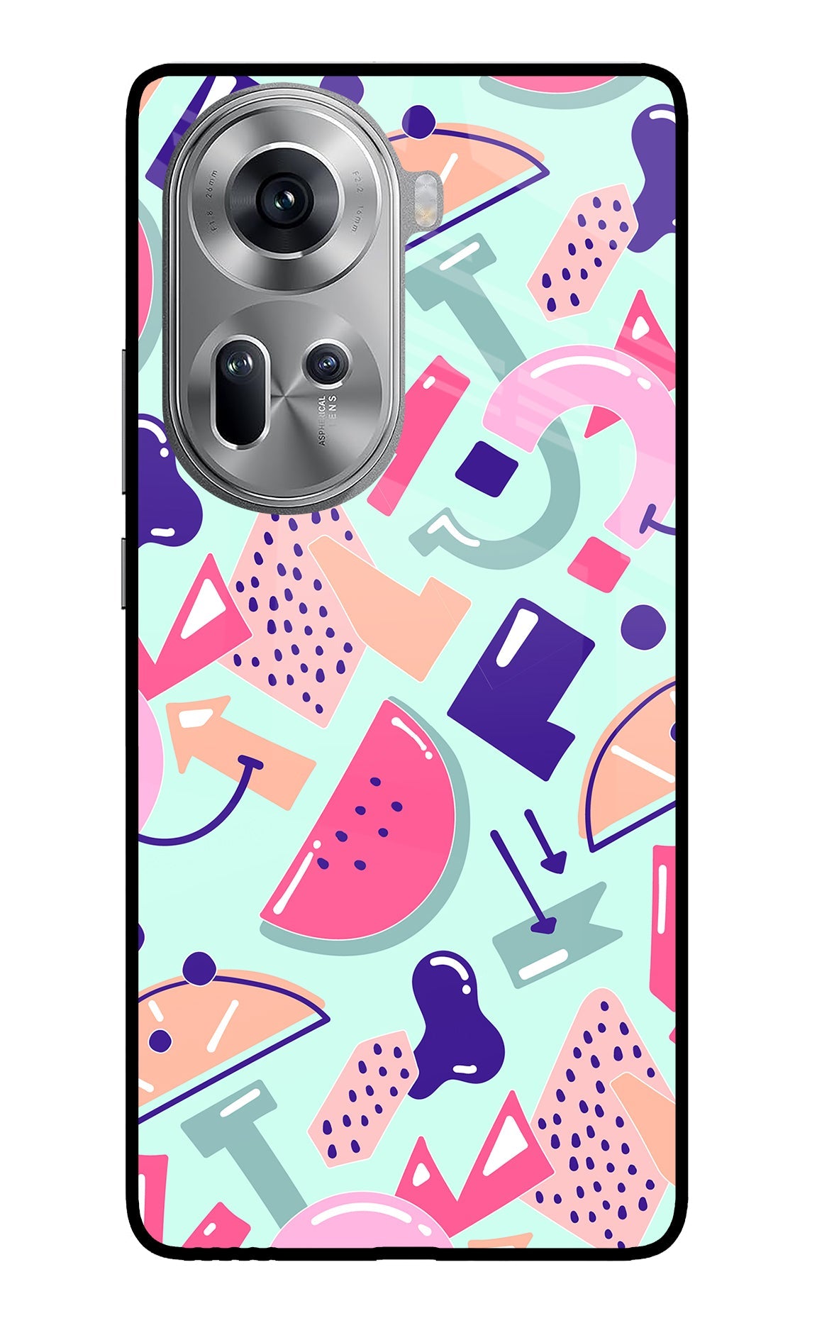 Doodle Pattern Oppo Reno11 Glass Case