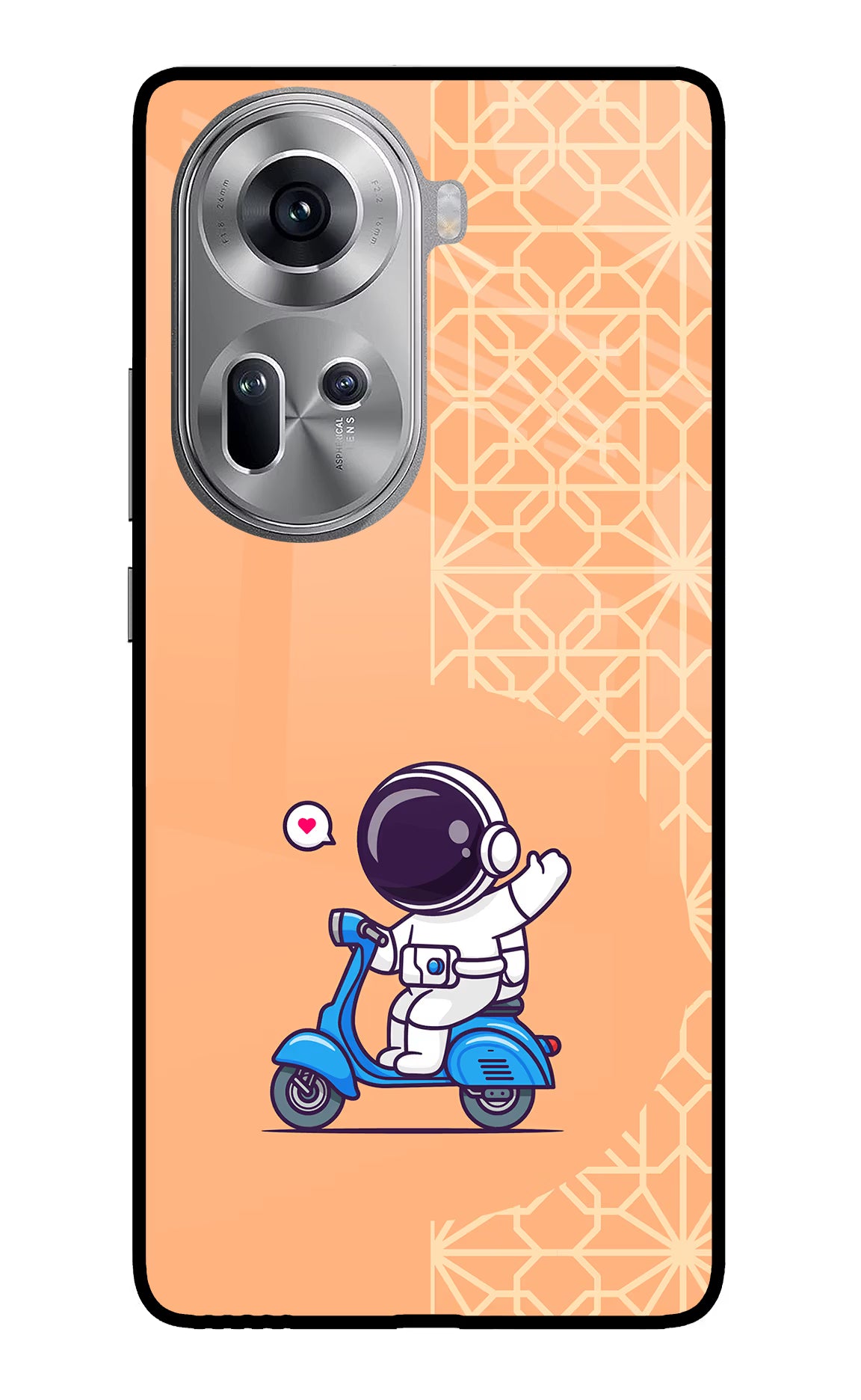 Cute Astronaut Riding Oppo Reno11 Glass Case