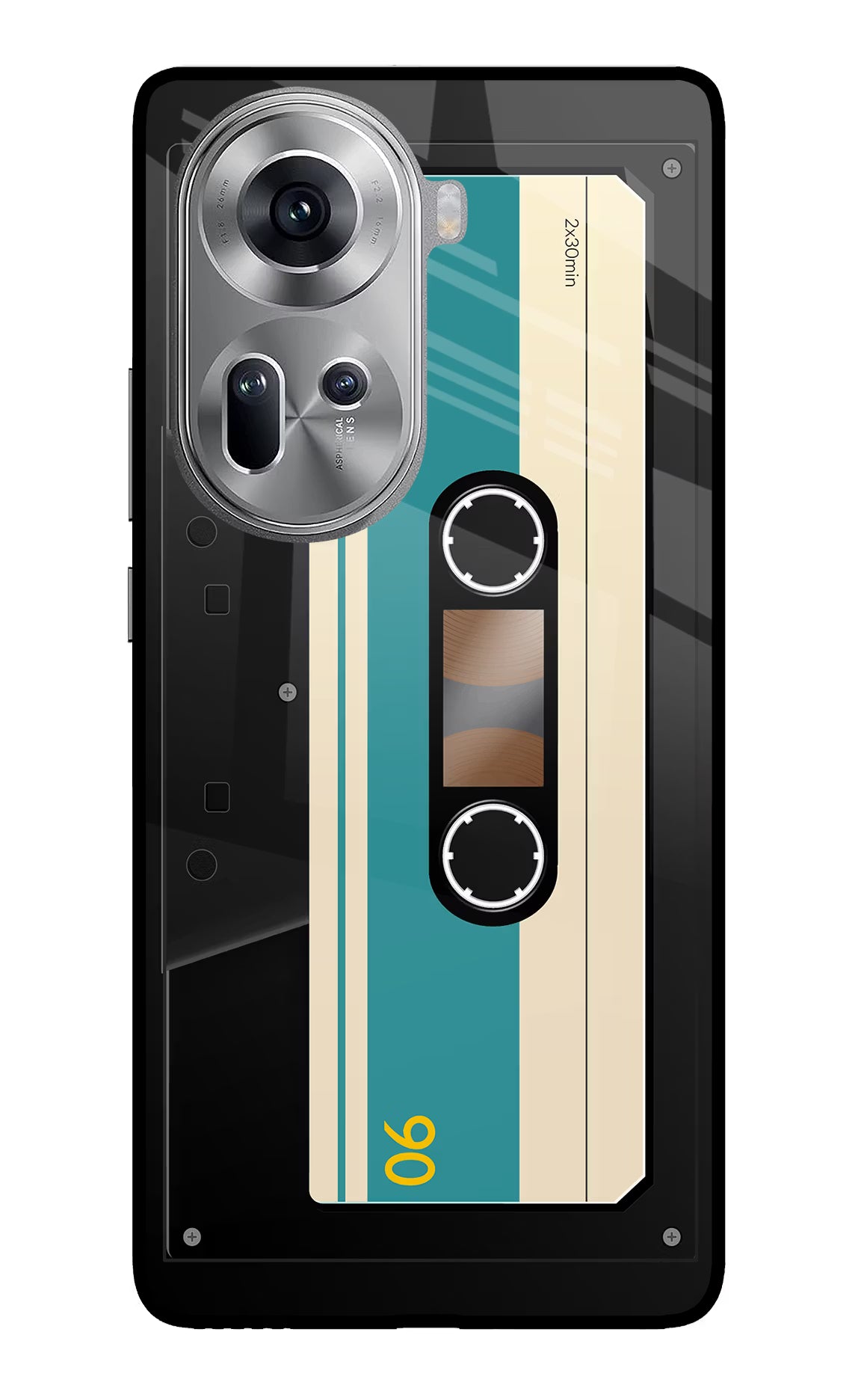 Cassette Oppo Reno11 Glass Case Back Cover by Casekaro