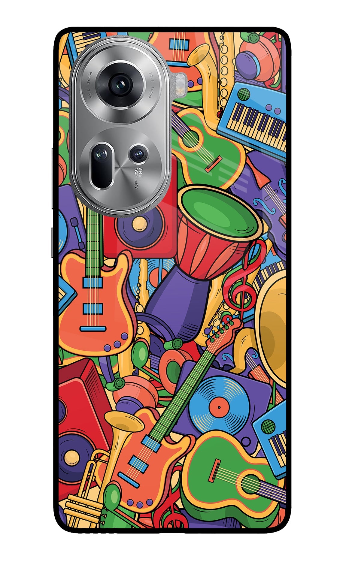 Music Instrument Doodle Oppo Reno11 Glass Case