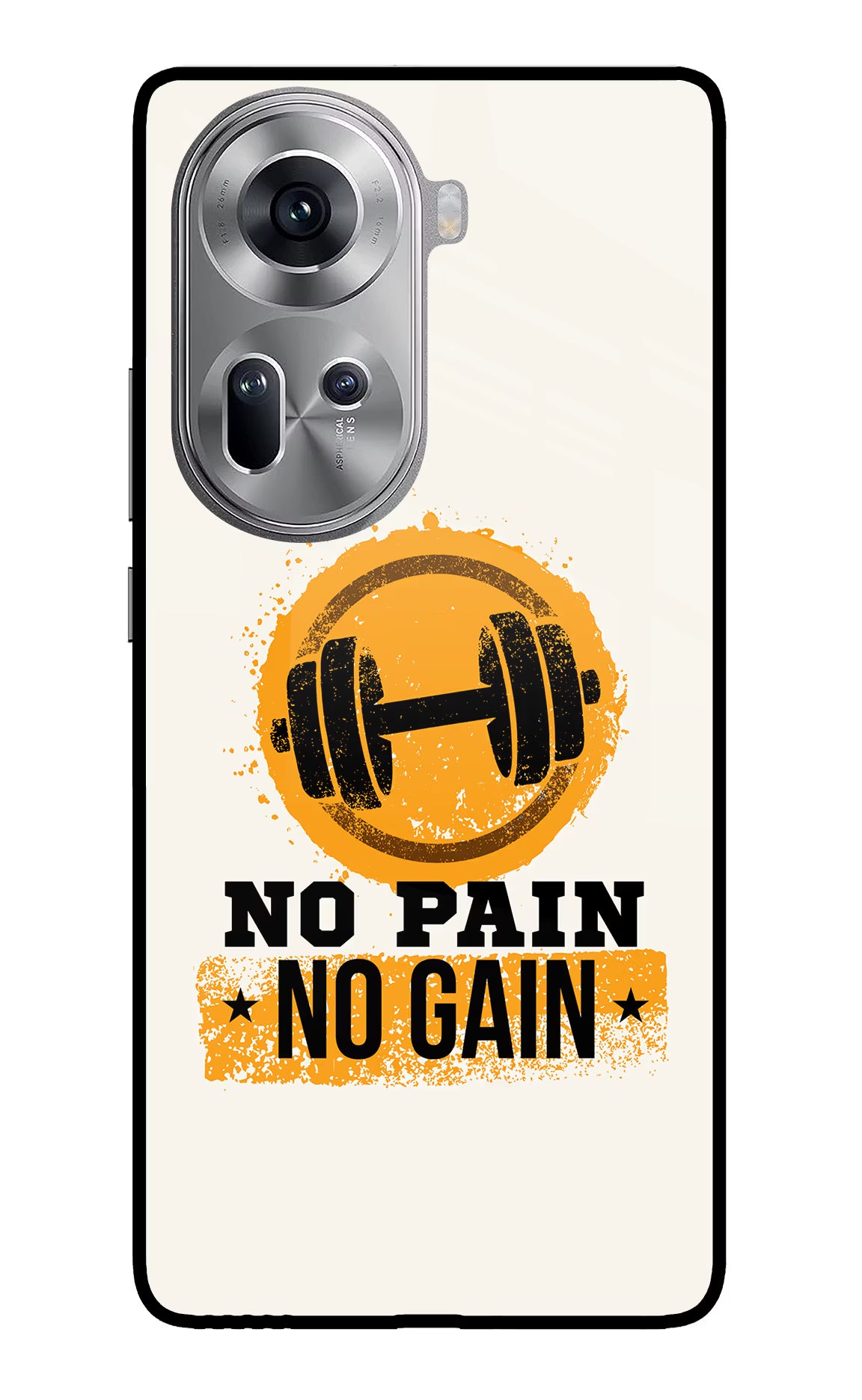 No Pain No Gain Oppo Reno11 Glass Case Back Cover by Casekaro