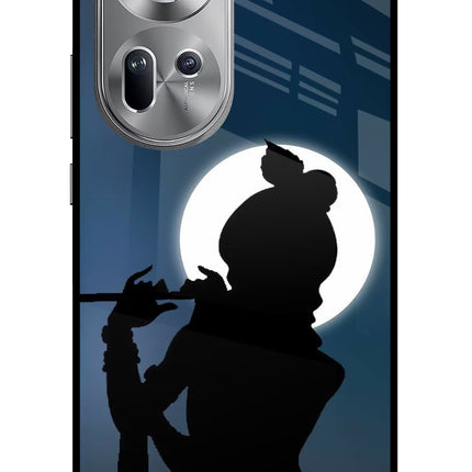 Shri Krishna Silhouette Oppo Reno11 Glass Case Back Cover by Casekaro