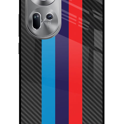 BMW Stripes Pattern Oppo Reno11 Glass Case Back Cover by Casekaro