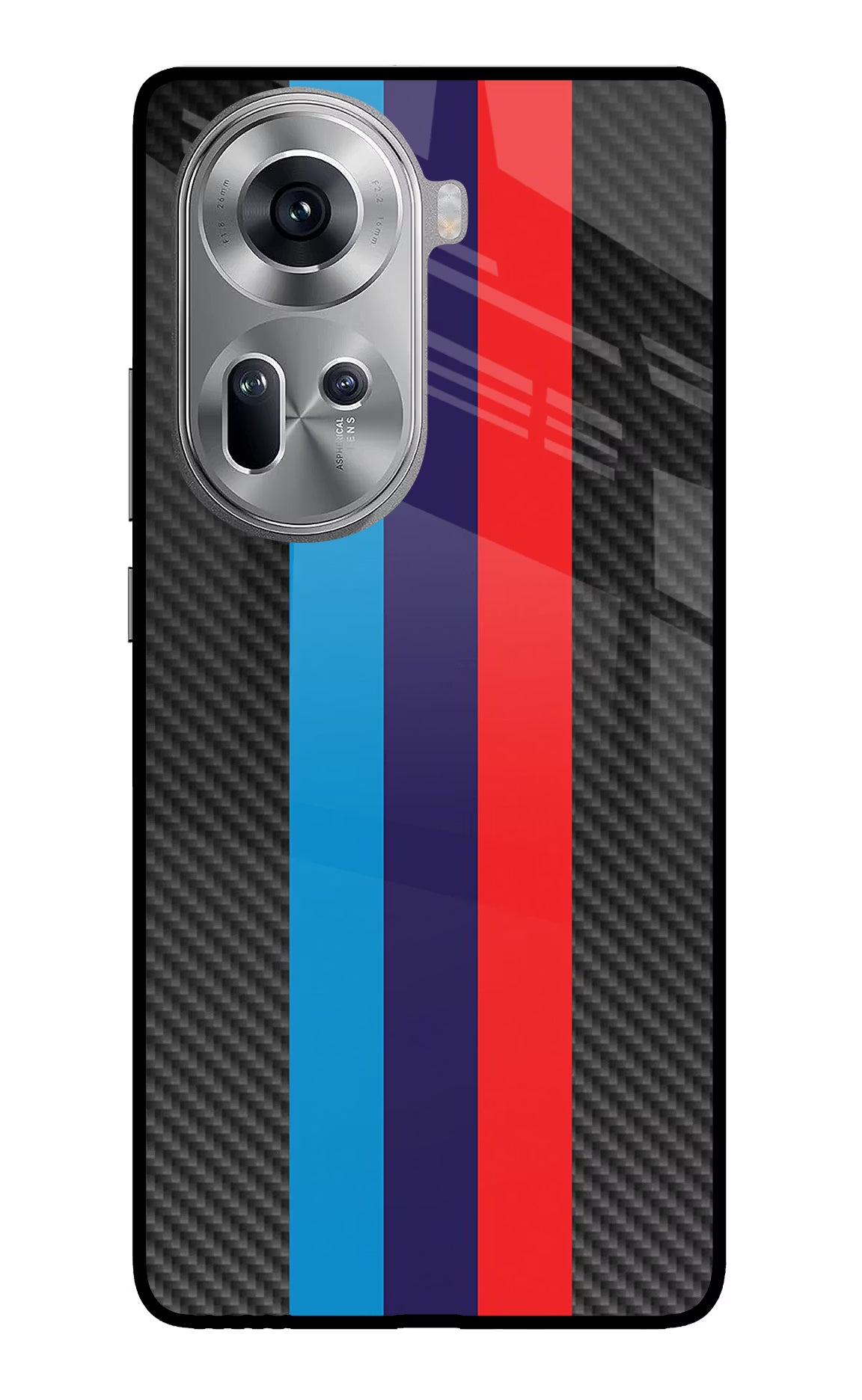 BMW Stripes Pattern Oppo Reno11 Glass Case Back Cover by Casekaro